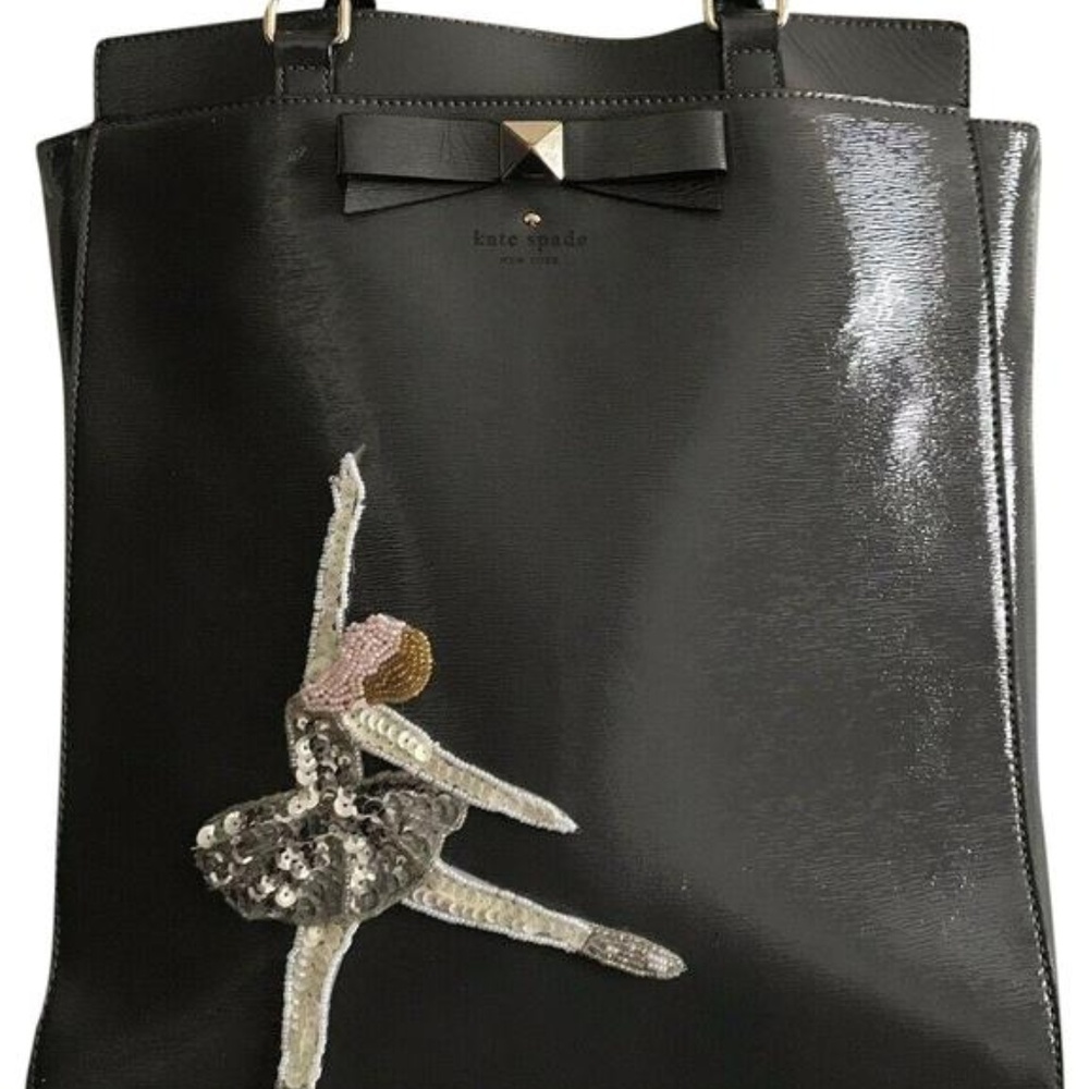KATE SPADE Grey Patent tote Embellished With Balle